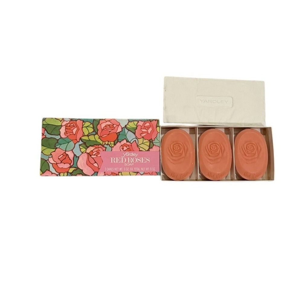 VINTAGE YARDLEY Red roses‎ Soap Bars Set of 3 New in Package